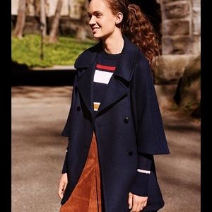 Loft Navy Cape Coat