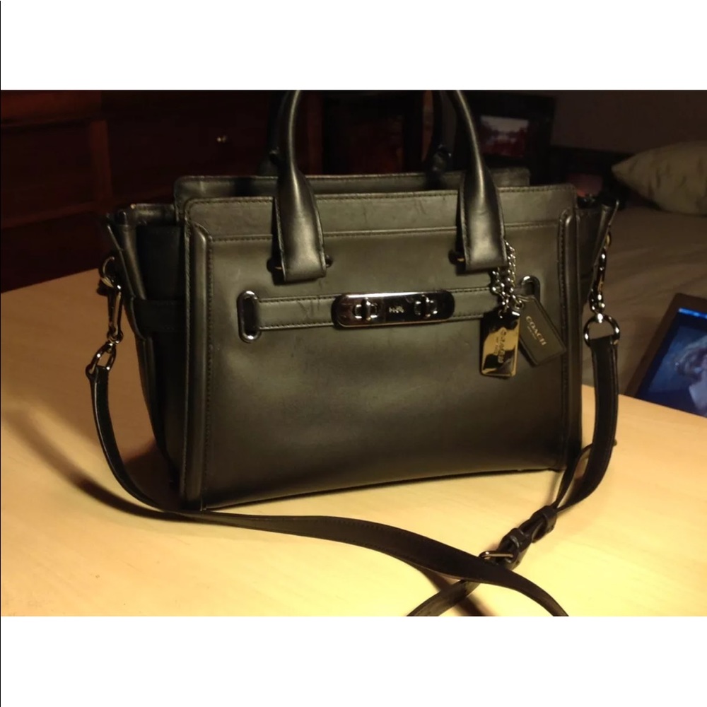 Coach Black Leather Purse "Swagger"