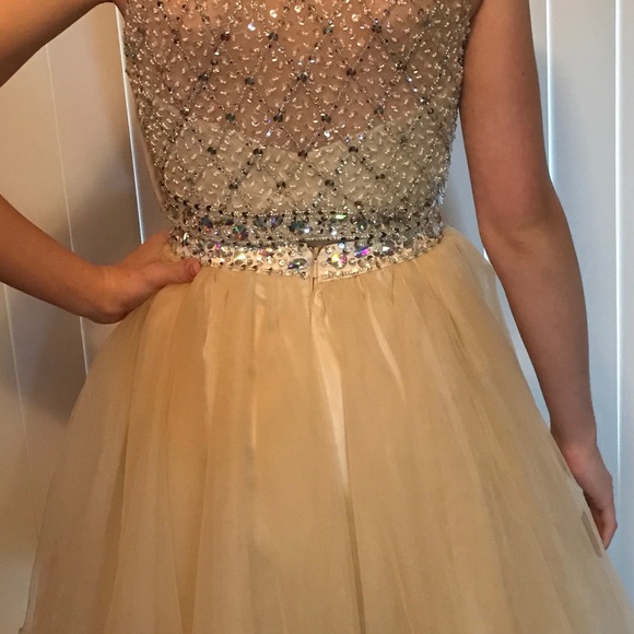 Champagne colored prom dress - Picture 2 of 3