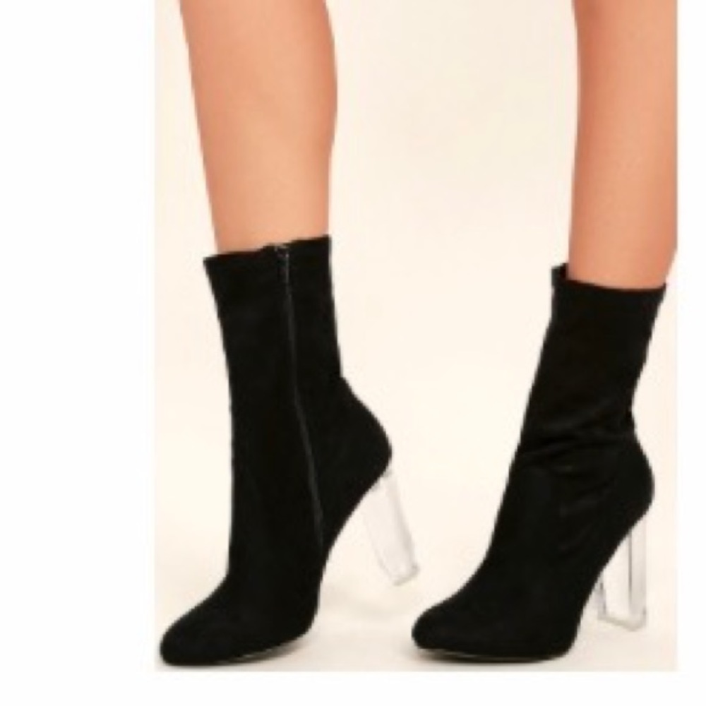 Lulu's black suede mid calf boots