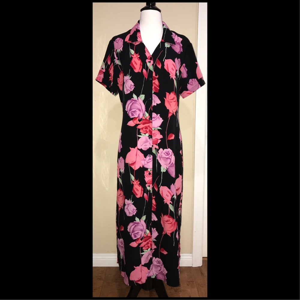 *SOLD* Floral Long Button Down Dress