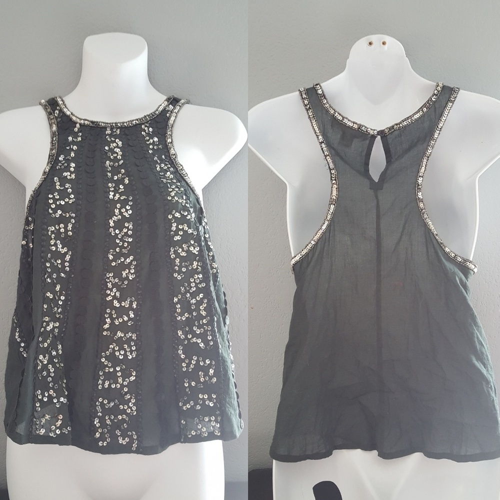 F21 Gray Sequin Top