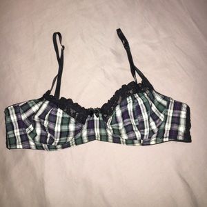 Forever 21 plaid and lace bra