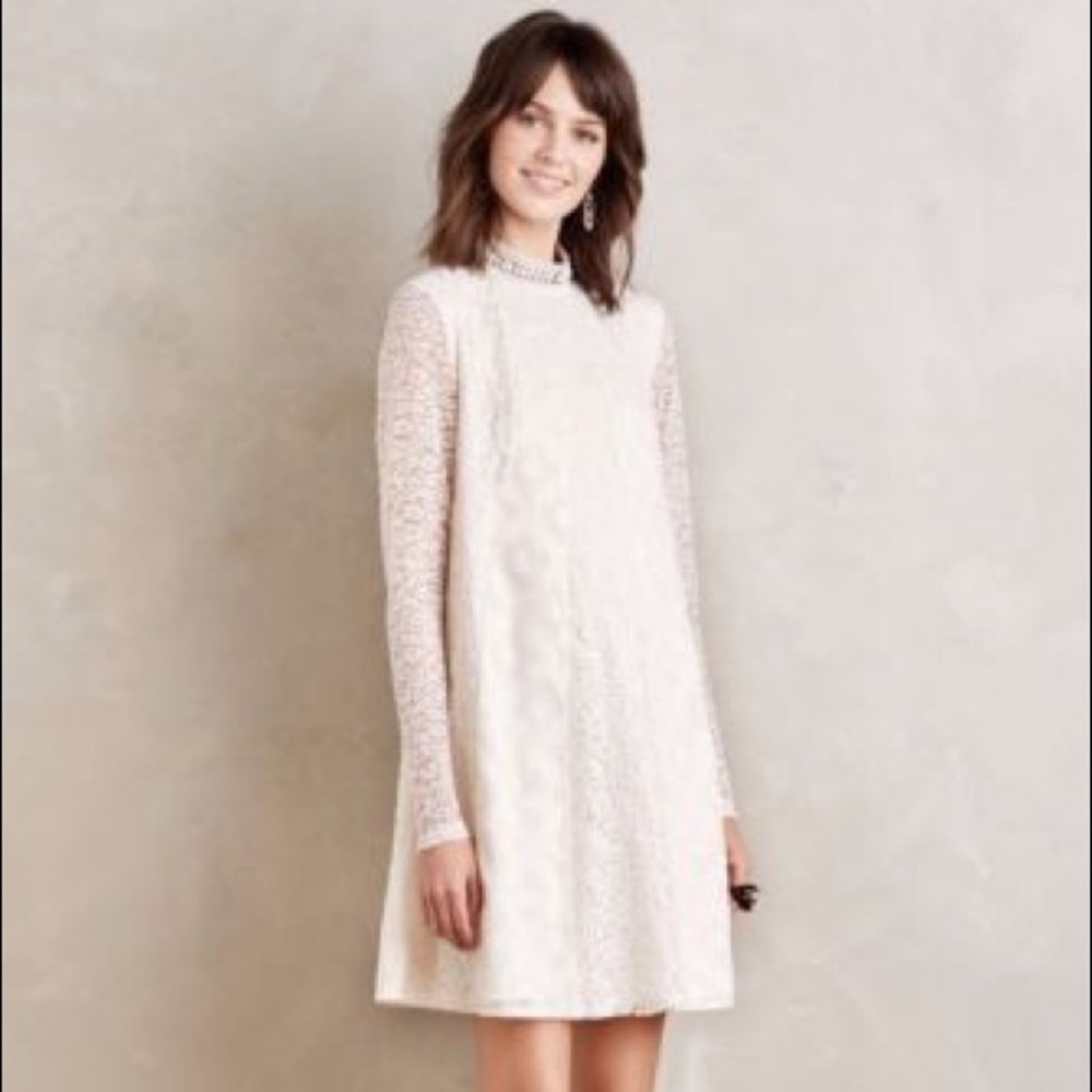 Ivory Lace Enid Swing Dress (Anthropologie)-SZ M