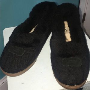black UGG moccasin with rubber sole bottom