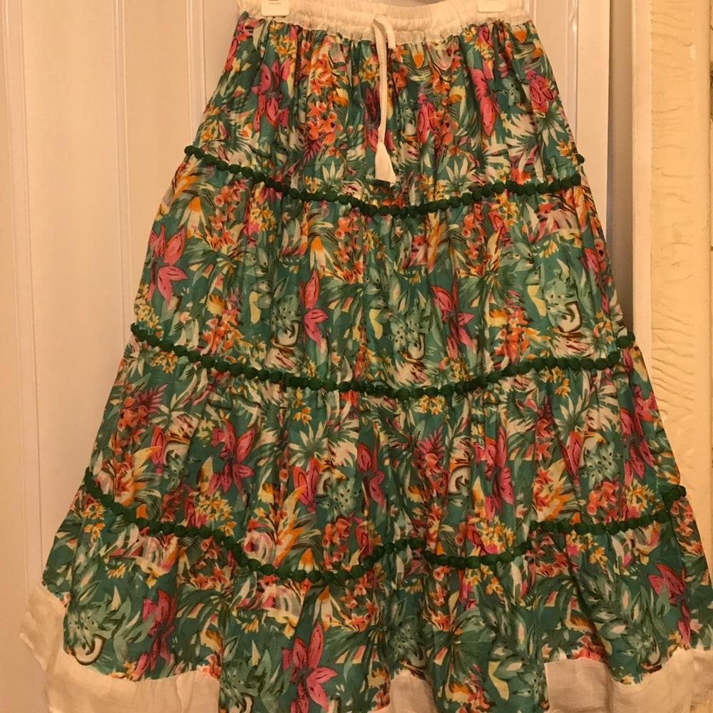 Boho floral midi skirt