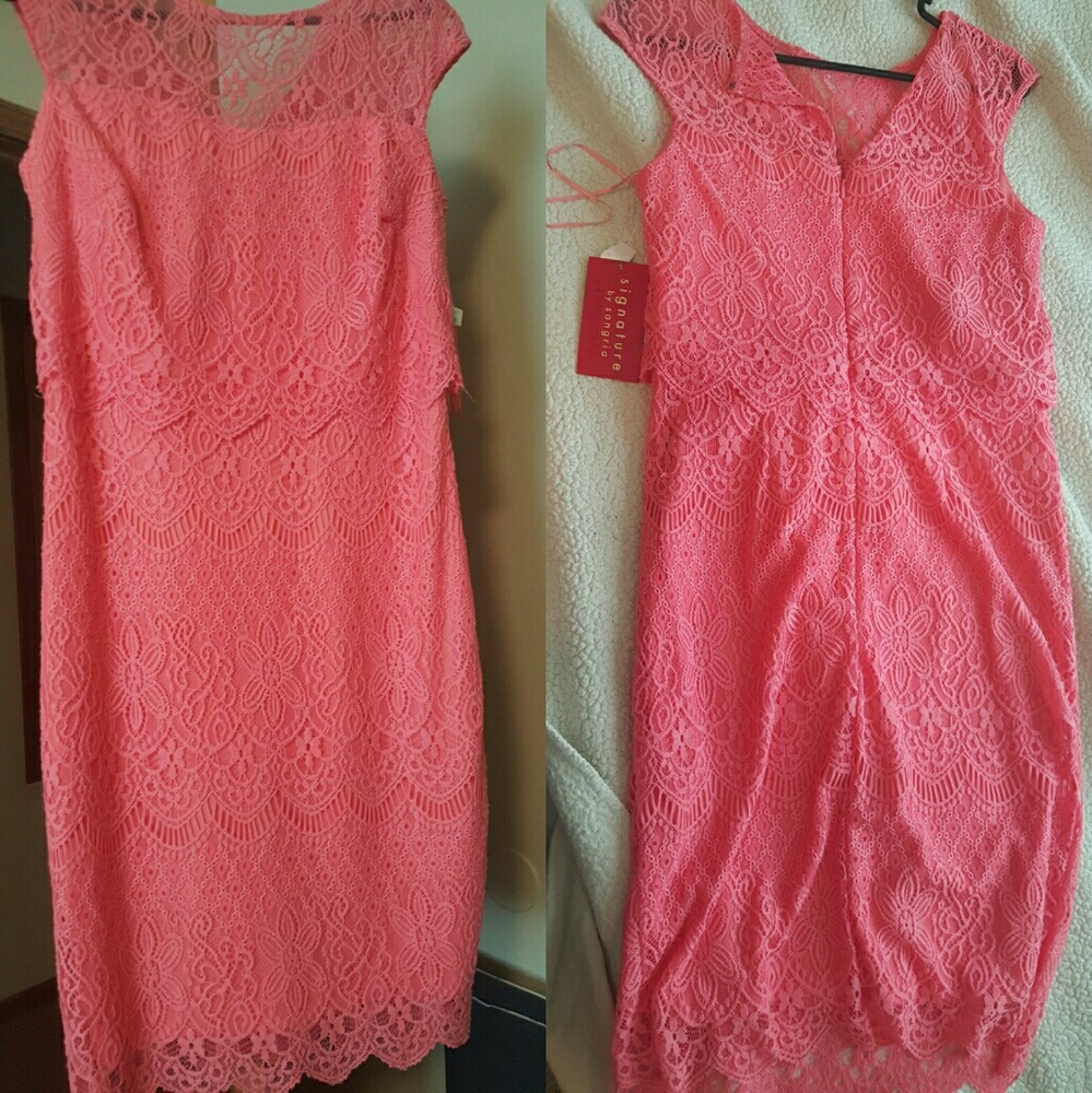 Coral lace dress