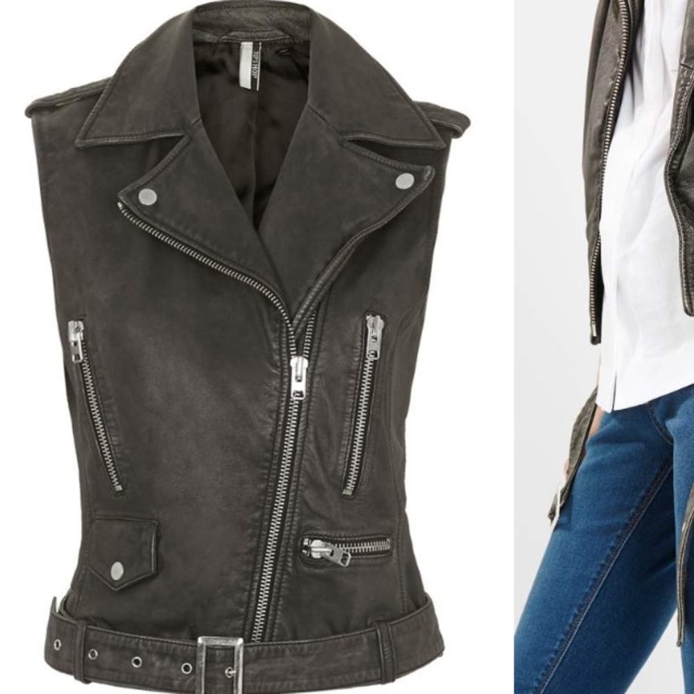 Topshop genuine leather sylvia vest