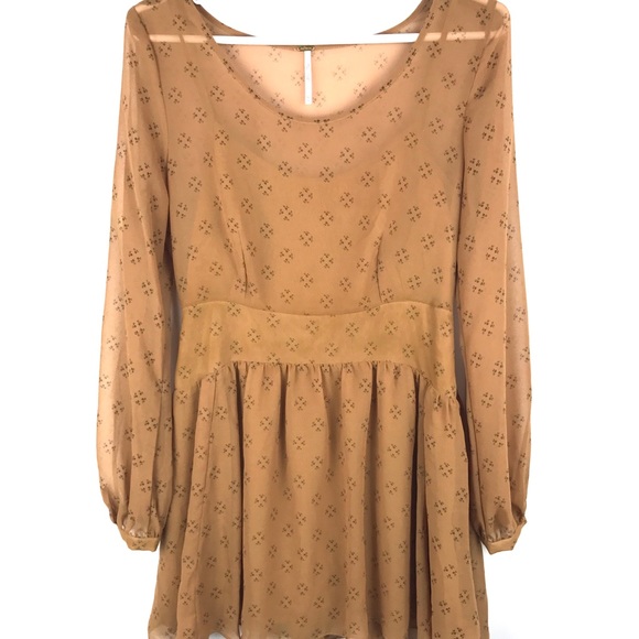 Free People Tan Sheer Swing Dress Women's Size XS - Picture 2 of 7
