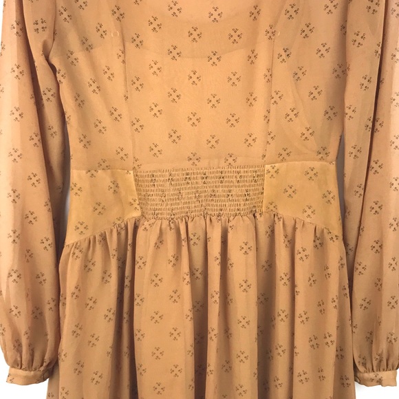 Free People Tan Sheer Swing Dress Women's Size XS - Picture 3 of 7