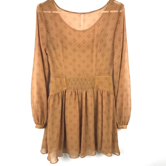 Free People Tan Sheer Swing Dress Women's Size XS - Picture 4 of 7