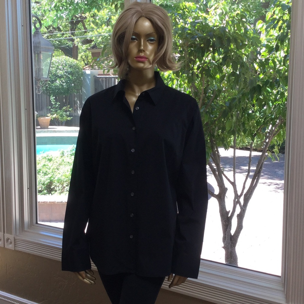 Plain black button down