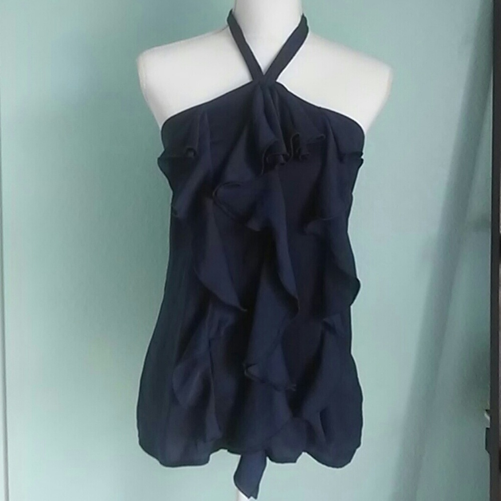 🎉HP🎉Sofia Vergara Midnight Ruffle Halter Top - Picture 2 of 8