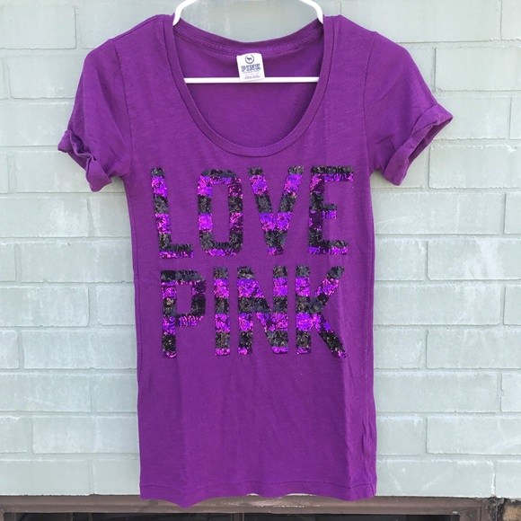 ❌SOLD - VS PINK Sparkly Logo Tee - Picture 2 of 4