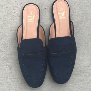 Lulu's Loafer Navy Blue Slide On Shoes BF Betani