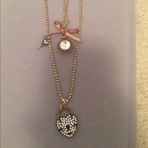 Betsy Johnson Lock and Key Heart Necklace