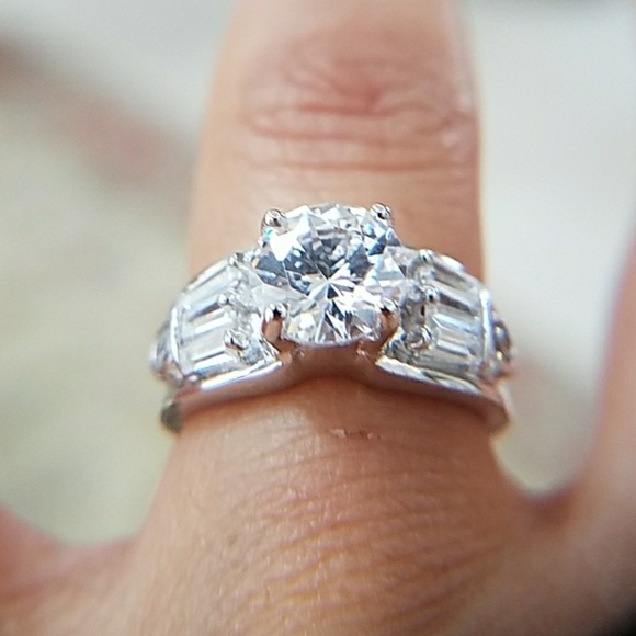 14k Gold plated Engagement Ring 2ct Round - Picture 6 of 13