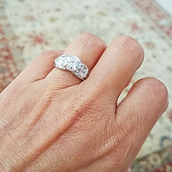 14k Gold plated Engagement Ring 2ct Round - Picture 10 of 13