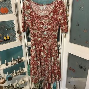 Red and green Lularoe Nicole floral dress
