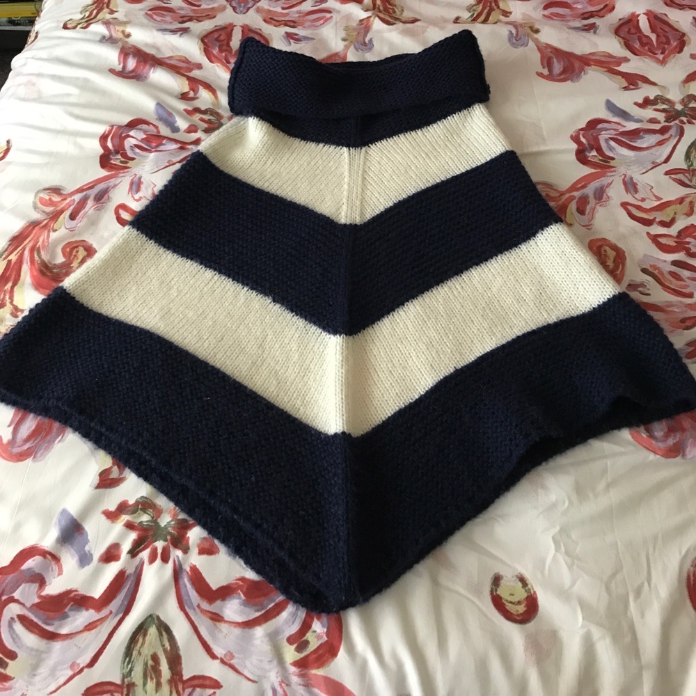 Striped knit poncho