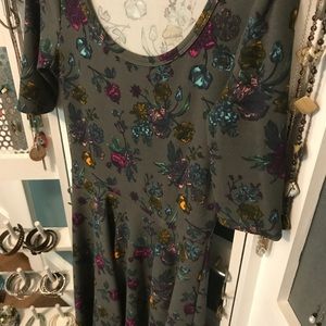 Gray floral Lularoe Nicole dress
