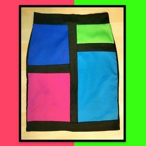 Multi-Colored Block Pencil Skirt Multi-Colored Block Pencil Skirt