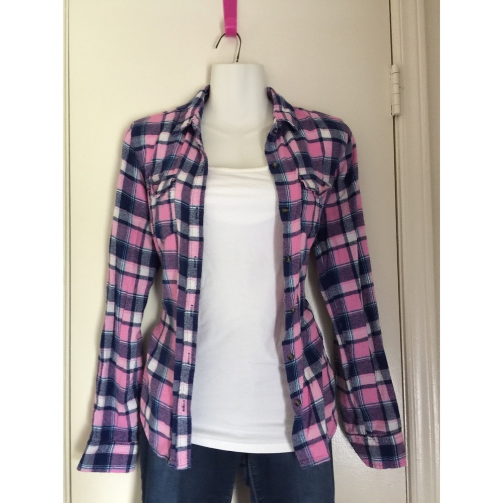 Flannel Plaid Button Down Top