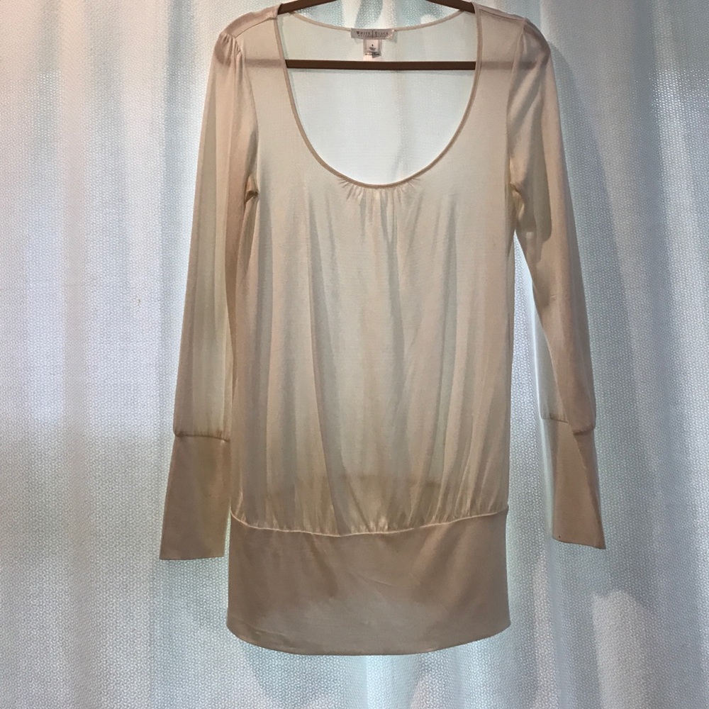 White House Black Market 100% silk cream blouse