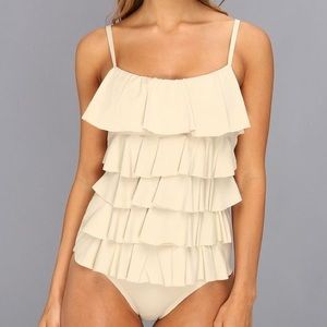 Michael Kors Ruffled Cream Swimsuit