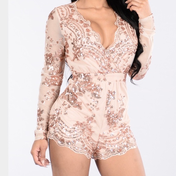 rose gold romper fashion nova