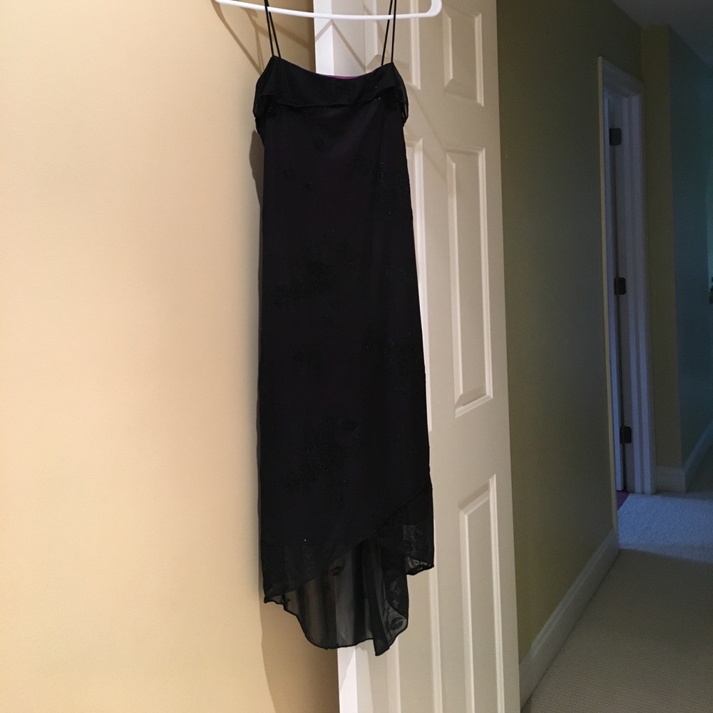 Black seethru long dress with purple underneath