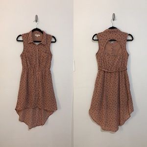 Cutout HiLow Dress Dusty Rose/Collar/Button/Floral