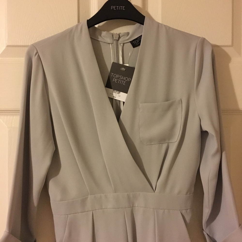 Topshop PETITE Drape Front Romper - Picture 3 of 4