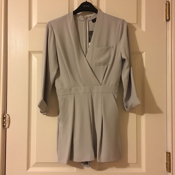 Topshop PETITE Drape Front Romper - Picture 2 of 4