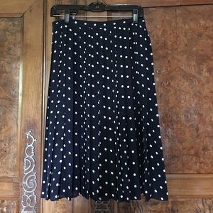 Ralph Lauren Silk Navy/White Polka Dot Skirt