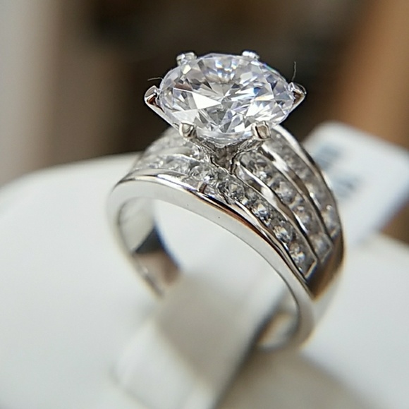 4ct Round CZ Sterling Silver Engagement Ring - Picture 6 of 12