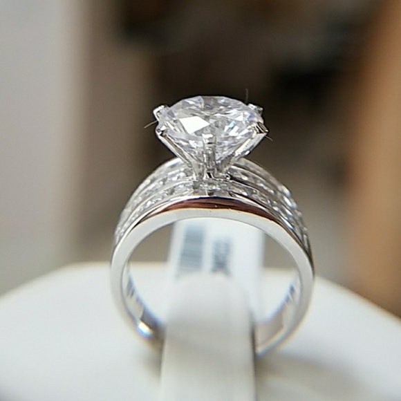 4ct Round CZ Sterling Silver Engagement Ring - Picture 7 of 12