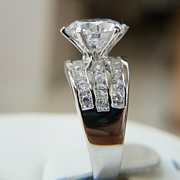 4ct Round CZ Sterling Silver Engagement Ring - Picture 8 of 12