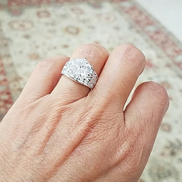 4ct Round CZ Sterling Silver Engagement Ring - Picture 10 of 12