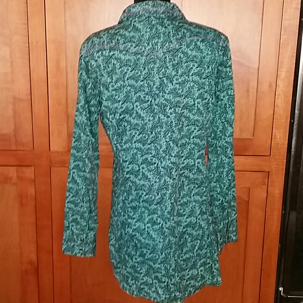 Ryan Michael Turquoise Snap Button Large Tunic Bl… - image 3