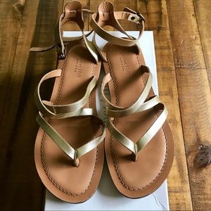 Garnet Hill Gold Gladiator Sandals Size 6