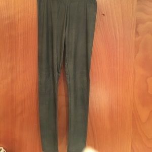 Gray Leather Leggings