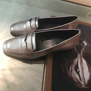 Metallic penny loafers