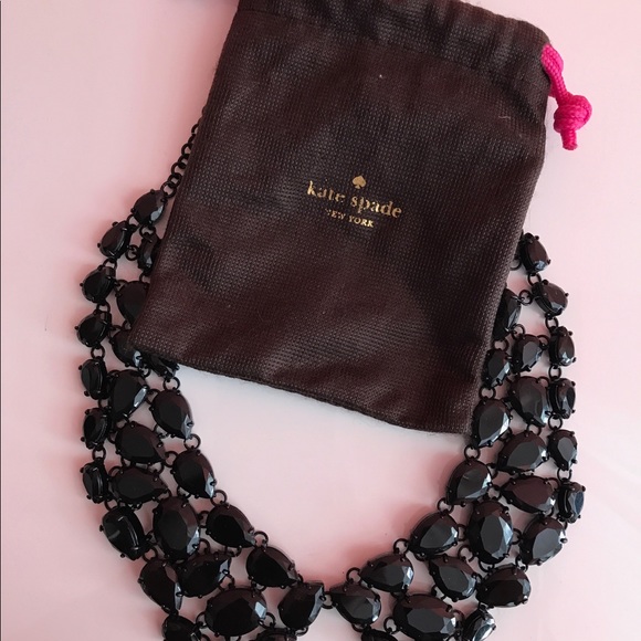 Kate spade black gem choker collar bib necklace - Picture 2 of 3
