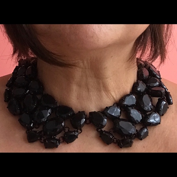 Kate spade black gem choker collar bib necklace - Picture 3 of 3