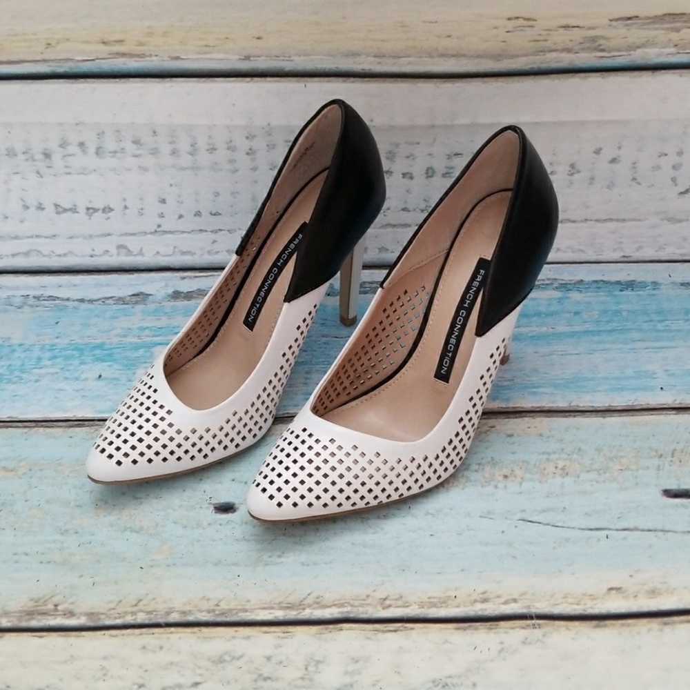 FRENCH CONNECTION Stiletto Maya2 Bl/White Heels 6