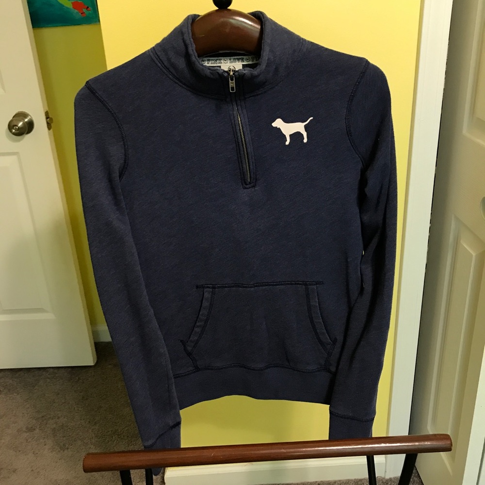 Navy Victoria Secret quarter zip sweatshirt