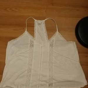 NWOT White Racerback Tank With Lace Detail