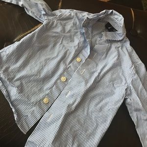 Nautica button down blue white striped shirt