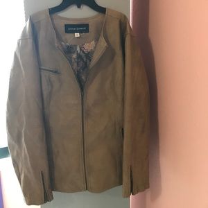 Ashley Stewart Faux-Leather Moto Jacket (Tan)
